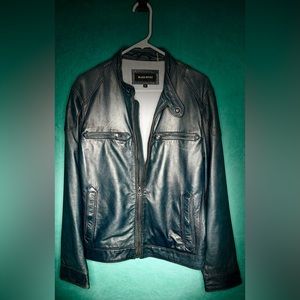100% Genuine Black Rivet Navy Blue Leather Jacket